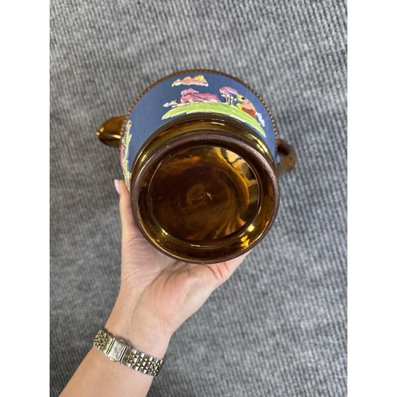 English Staffordshire copper luster Hand Painted Ceramic Pitcher Cherub Chariot - Picture 4 of 11